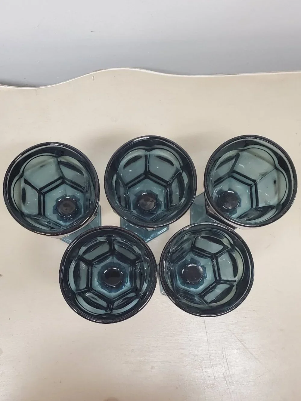 Vintage Water Goblet Virginia Dark Blue by Fostoria